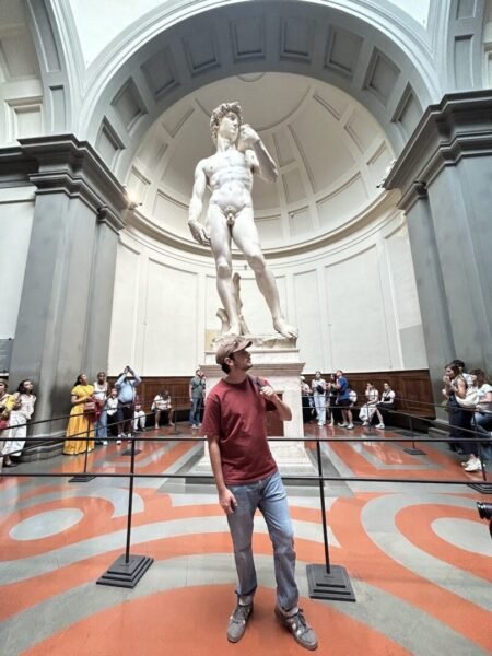 Daniel in front of the Statue of David