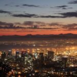Aerial view of Cape Town at sunset. Feature image for things to do in Cape Town this July.