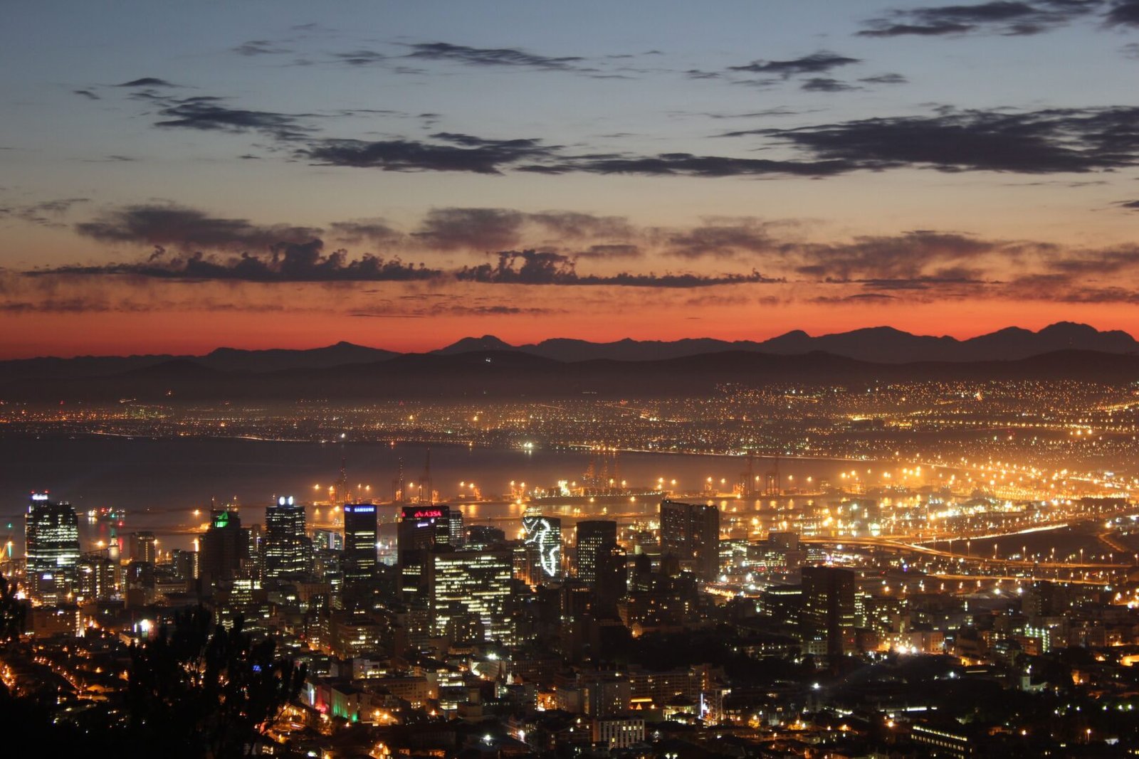 Aerial view of Cape Town at sunset. Feature image for things to do in Cape Town this July.