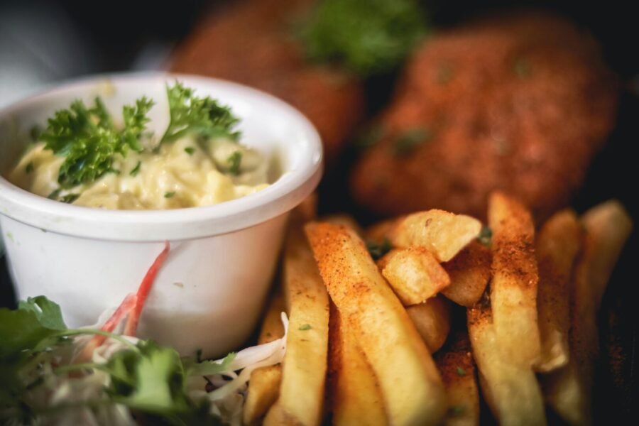 Fish and tartar sauce. cheap eats in Cape Town